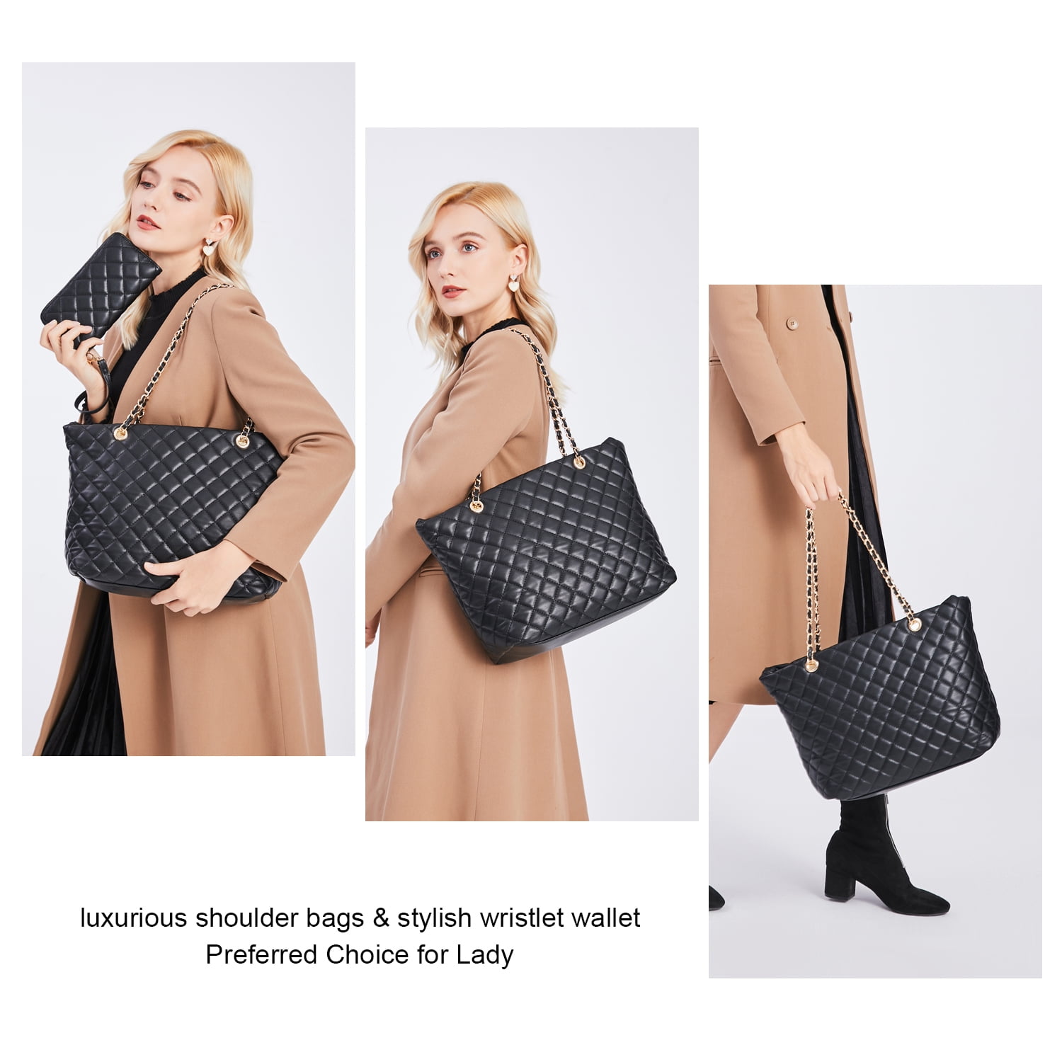 4pcs Set Of Bags For Women Large-Capacity Handbag, Shoulder Bag, Messenger  Bag And Small Purse Wallet | SHEIN USA